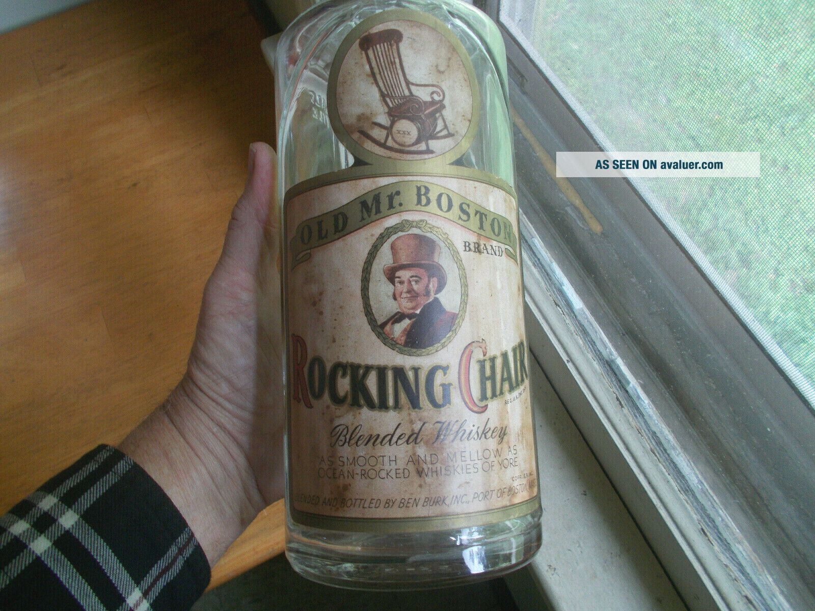 Rocking R Whisky RARE HUGE 1/2 GALLON OLD MR. BOSTON ROCKING CHAIR WHISKEY BOTTLE W ...