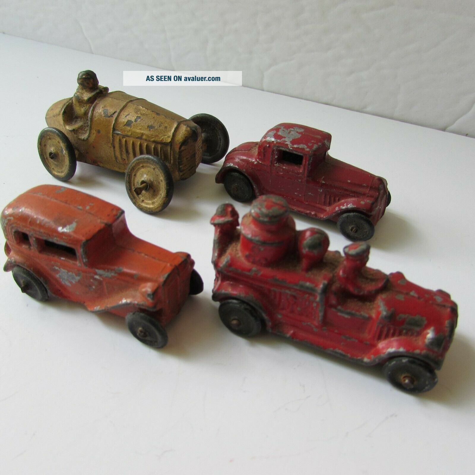 4 Vintage Slush Cast Slush Mold Midget Race Car Fire Truck Barclay ...