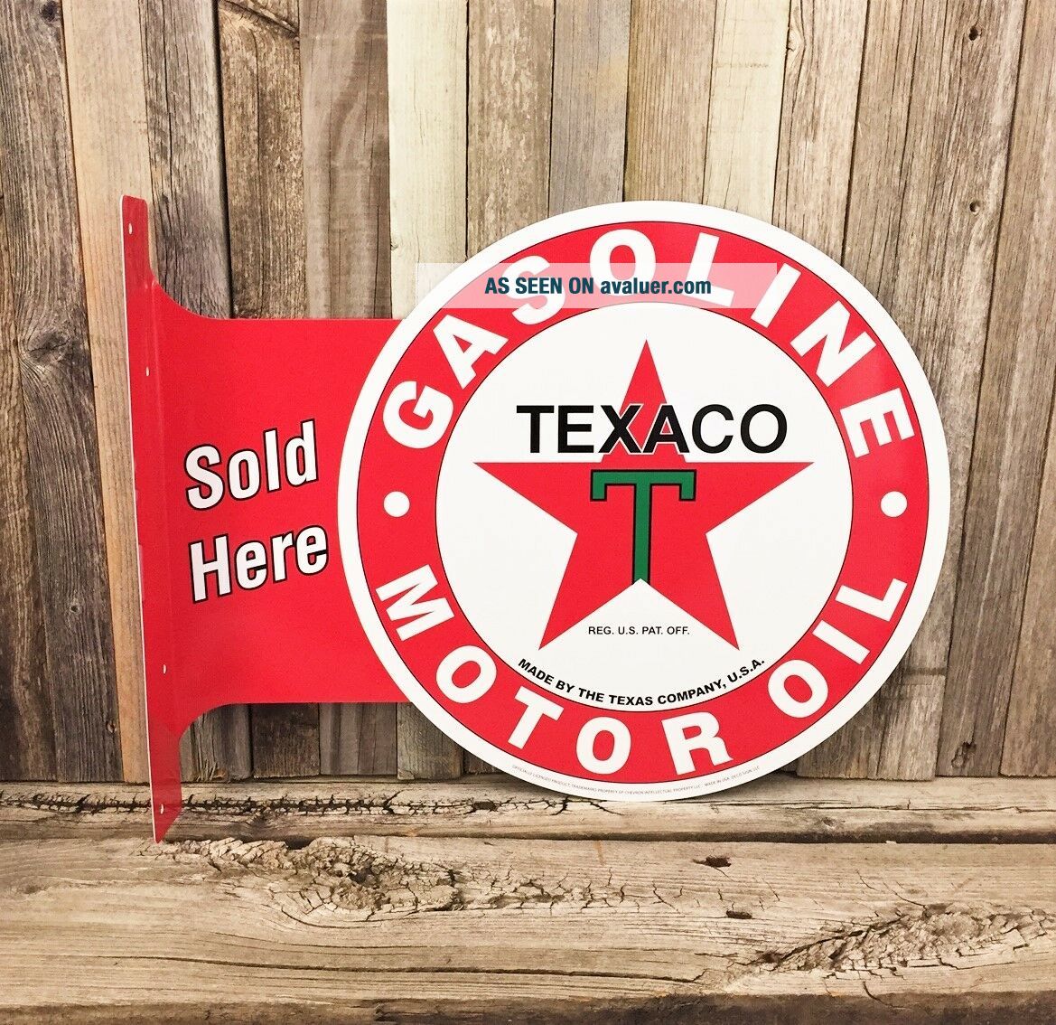 Texaco Motor Oil Flange Metal Tin Sign Large Vintage Style Garage Man ...