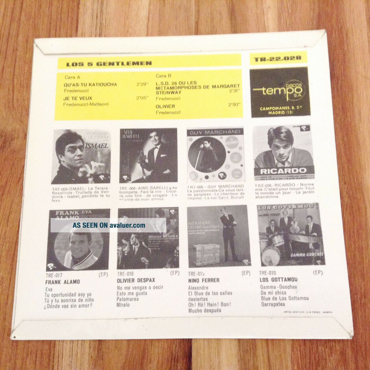 LES 5 GENTLEMEN LSD 25 FRENCH FREAKBEAT PSYCH FUZZ GARAGE SPANISH EP 45 ...