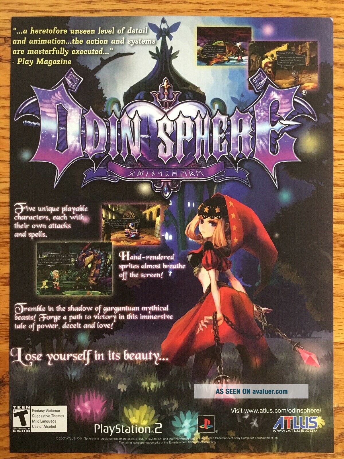 Odin Sphere Playstation 2 PS2 2007 Atlus Rare Vintage Video Game Poster Ad Art 1512375