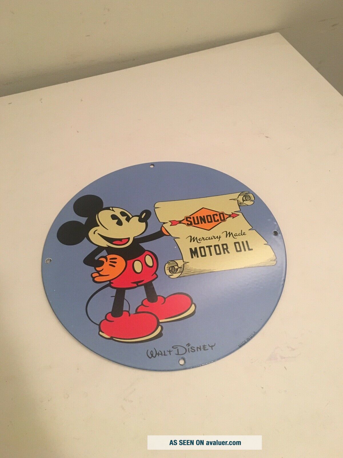 VTG SUNOCO GASOLINE PORCELAIN GAS MICKEY MOUSE MOTOR OIL DISNEY SIGN ...