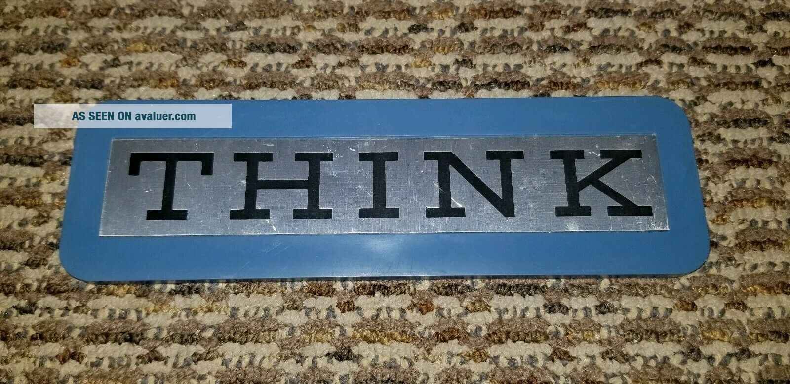 RARE Vintage Blue Iconic IBM Computer THINK Sign Plaque 1970s | #2015268
