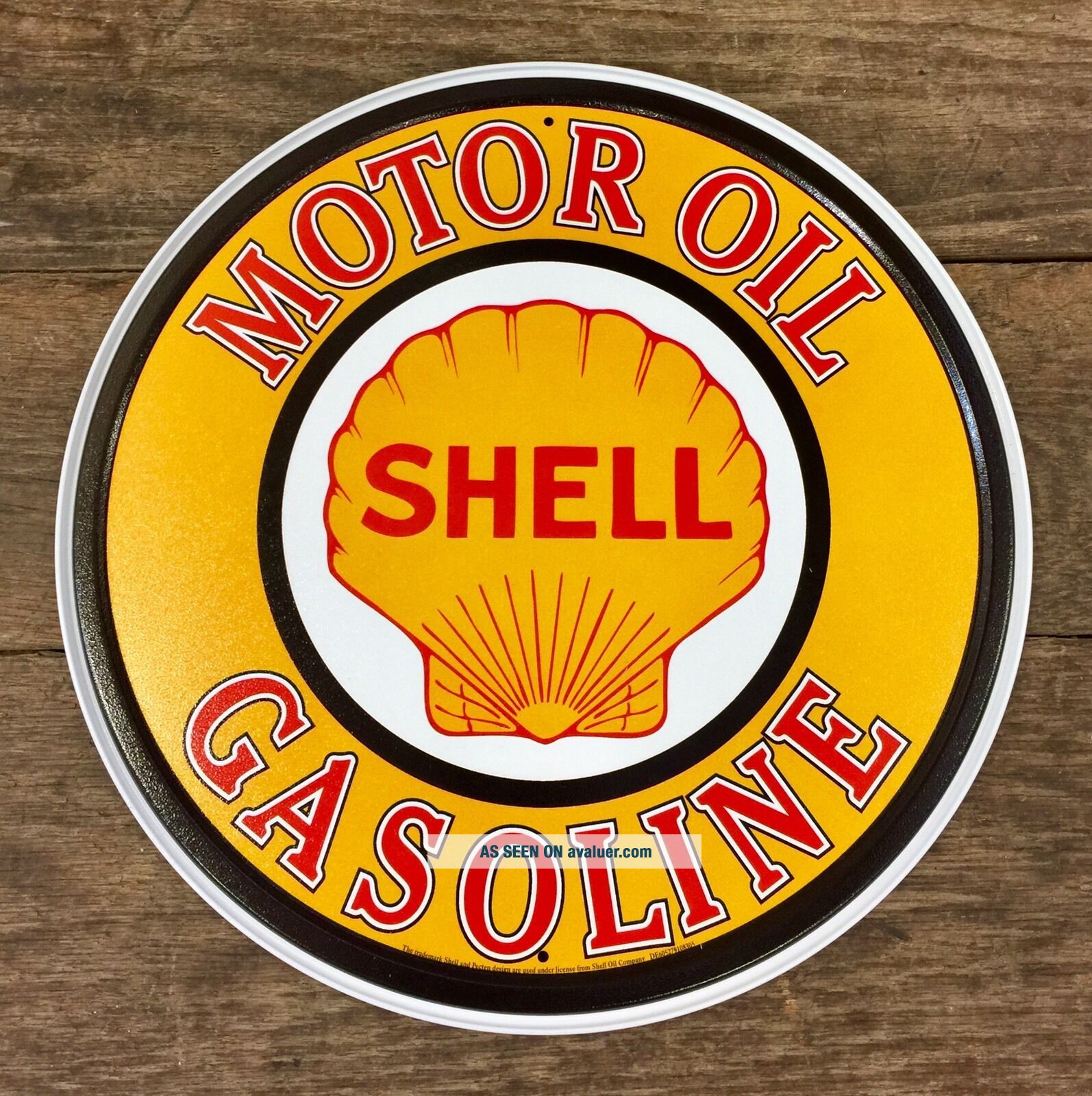 Shell MOTOR OIL GASOLINE Vintage Circular Tin Metal Sign | #2154253