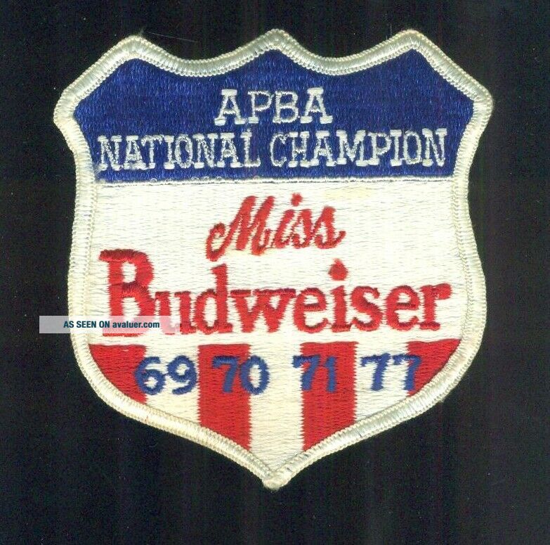 1969 1970 1971 1977 APBA National Champion MISS BUDWEISER Shield Patch ...