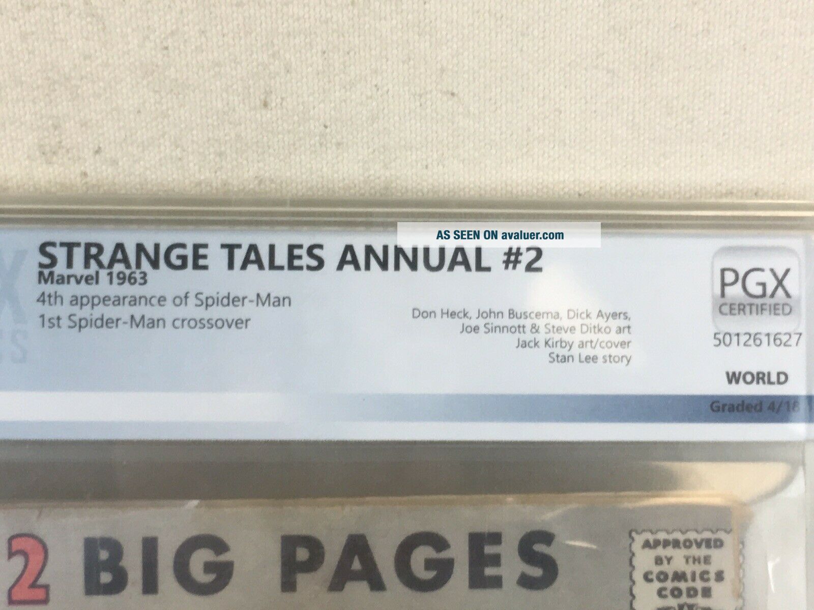 Marvel Strange Tales Annual 2 PGX 3. 0 Early Spiderman