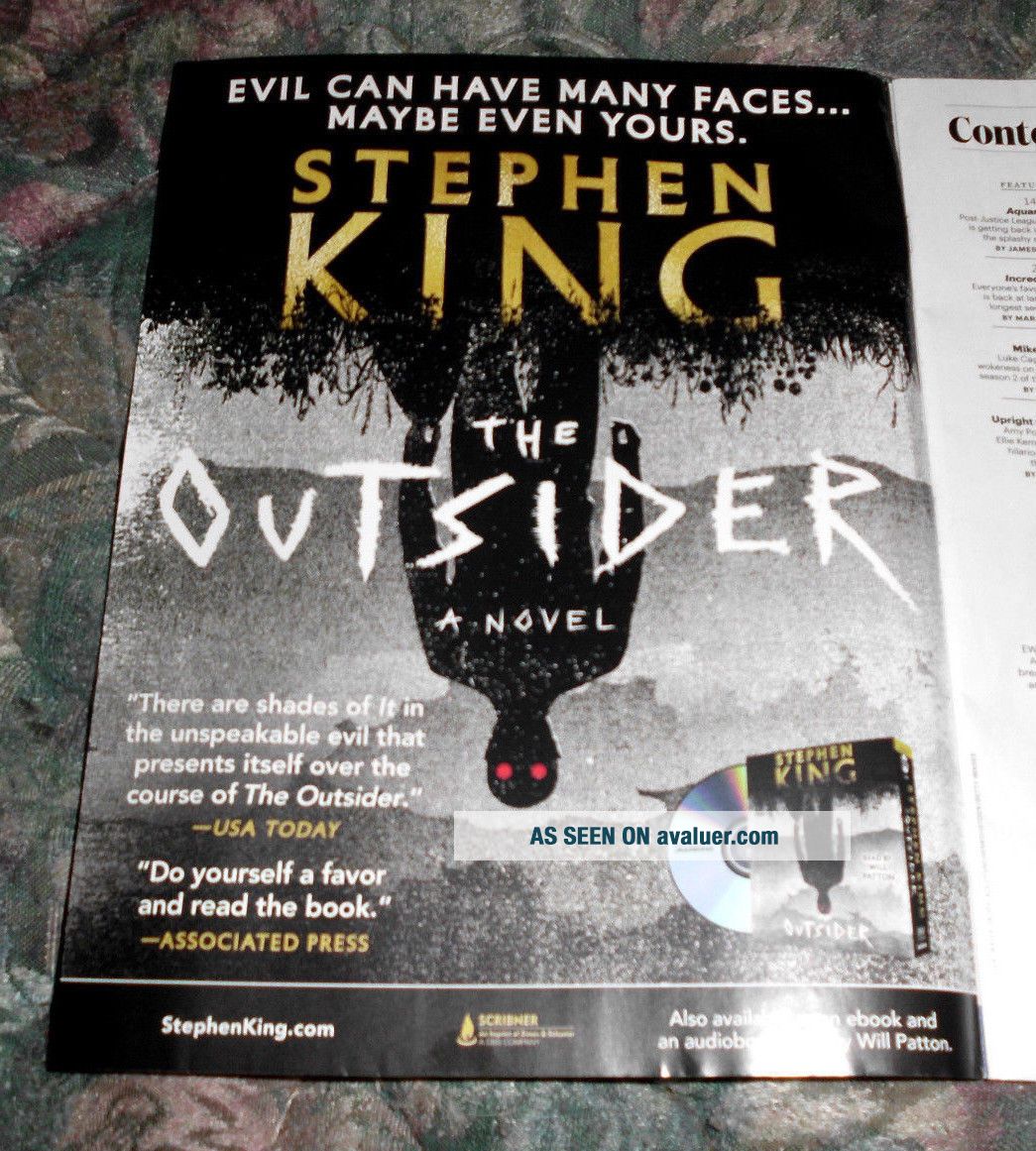 2018 Print Ad Poster Stephen King The Outsider Evil Can Have Many Faces ...