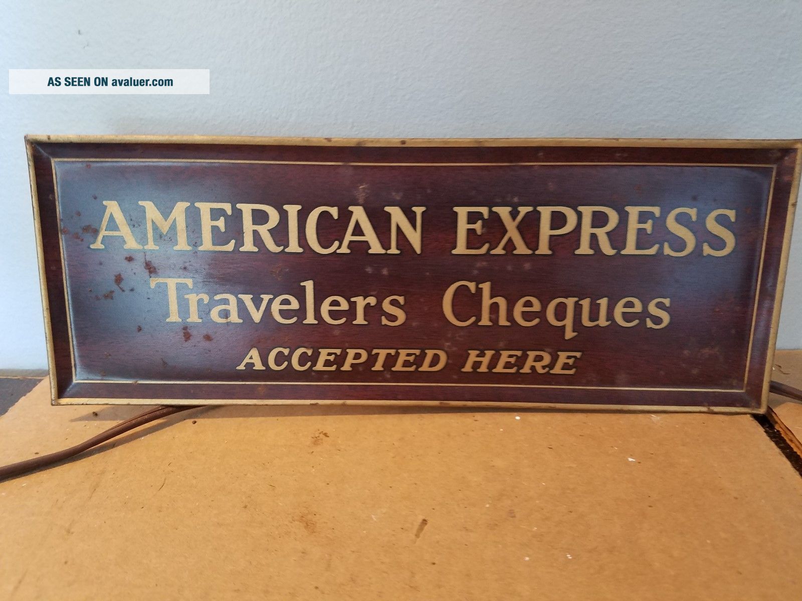 Vintage American Express Travelers Cheques Accepted Counter Sign | #2535696
