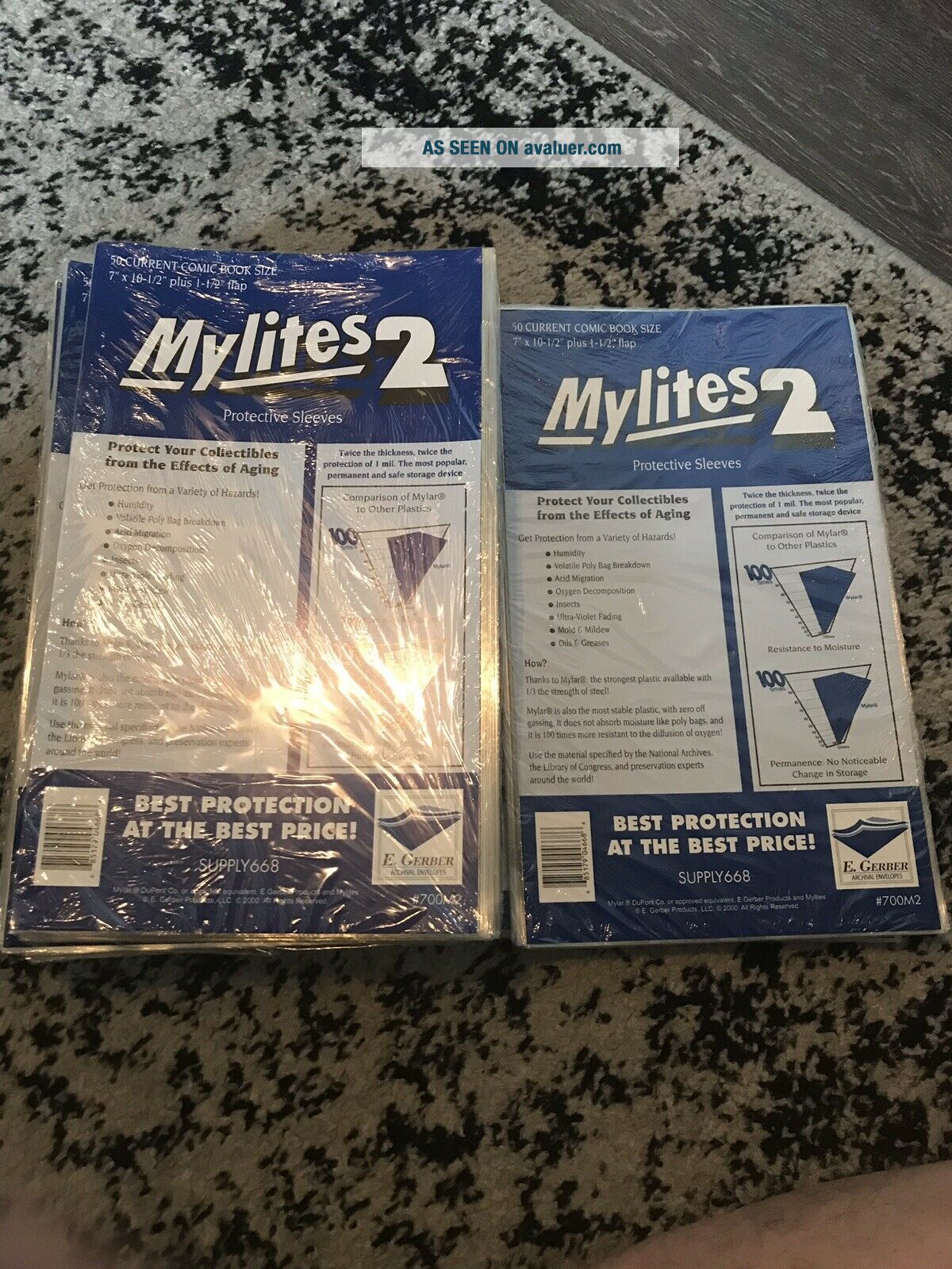 50 E Gerber Mylites 2 Comic Bags Silver Gold Size 775m2 7-3/4 X 10-1/2