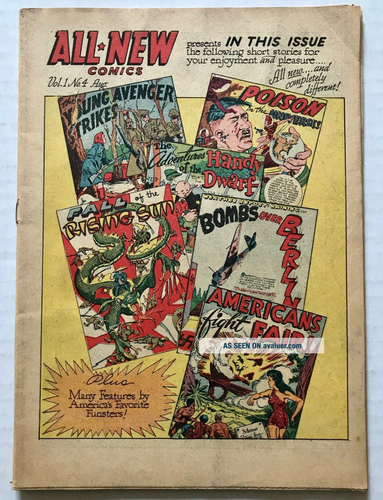 1944 ALL Comics 4 Adolph Hitler World War Two Comic Book Coverless ...