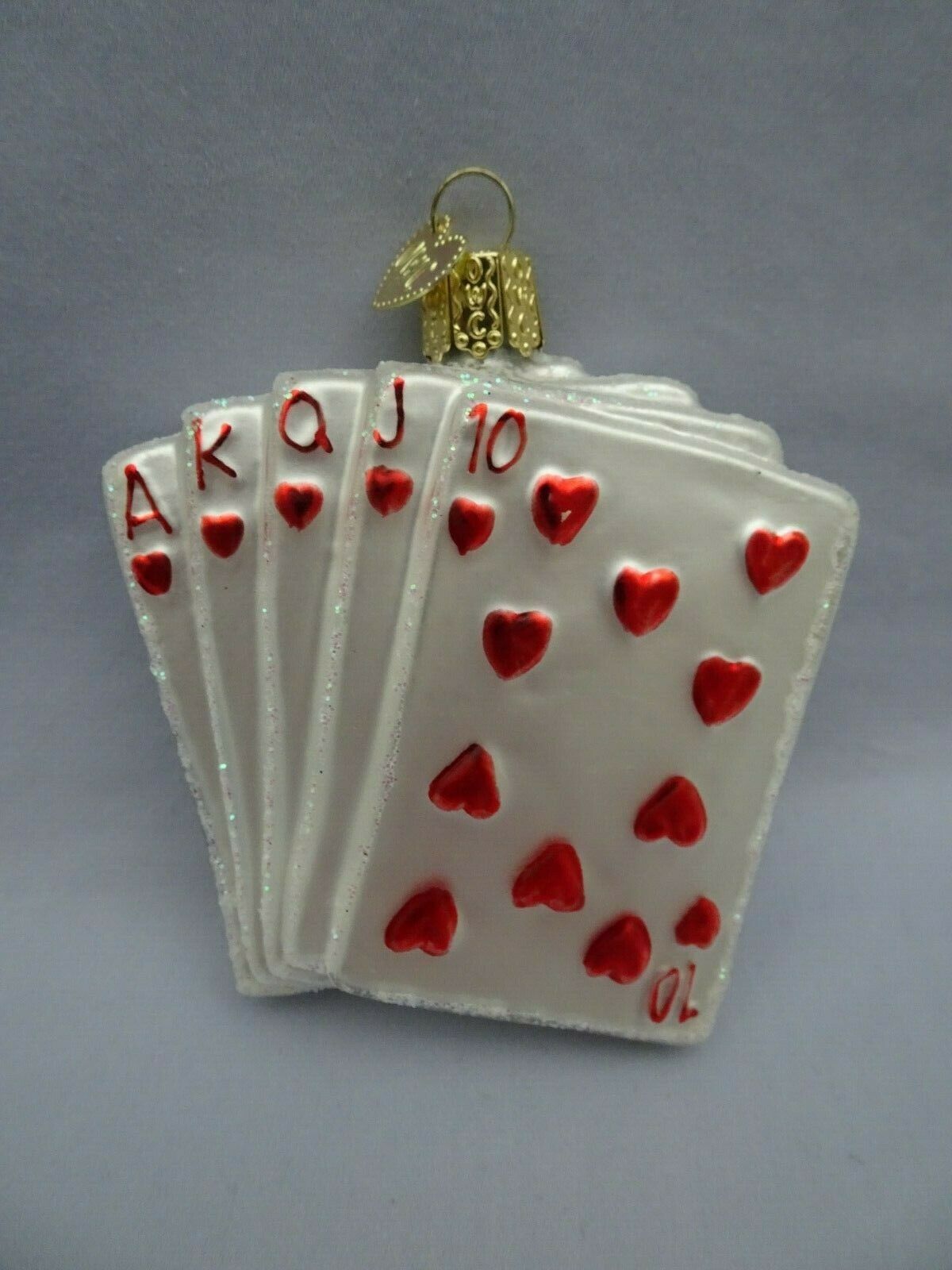Old World Christmas Blown Art Glass Ornament ROYAL FLUSH Poker Hand ...