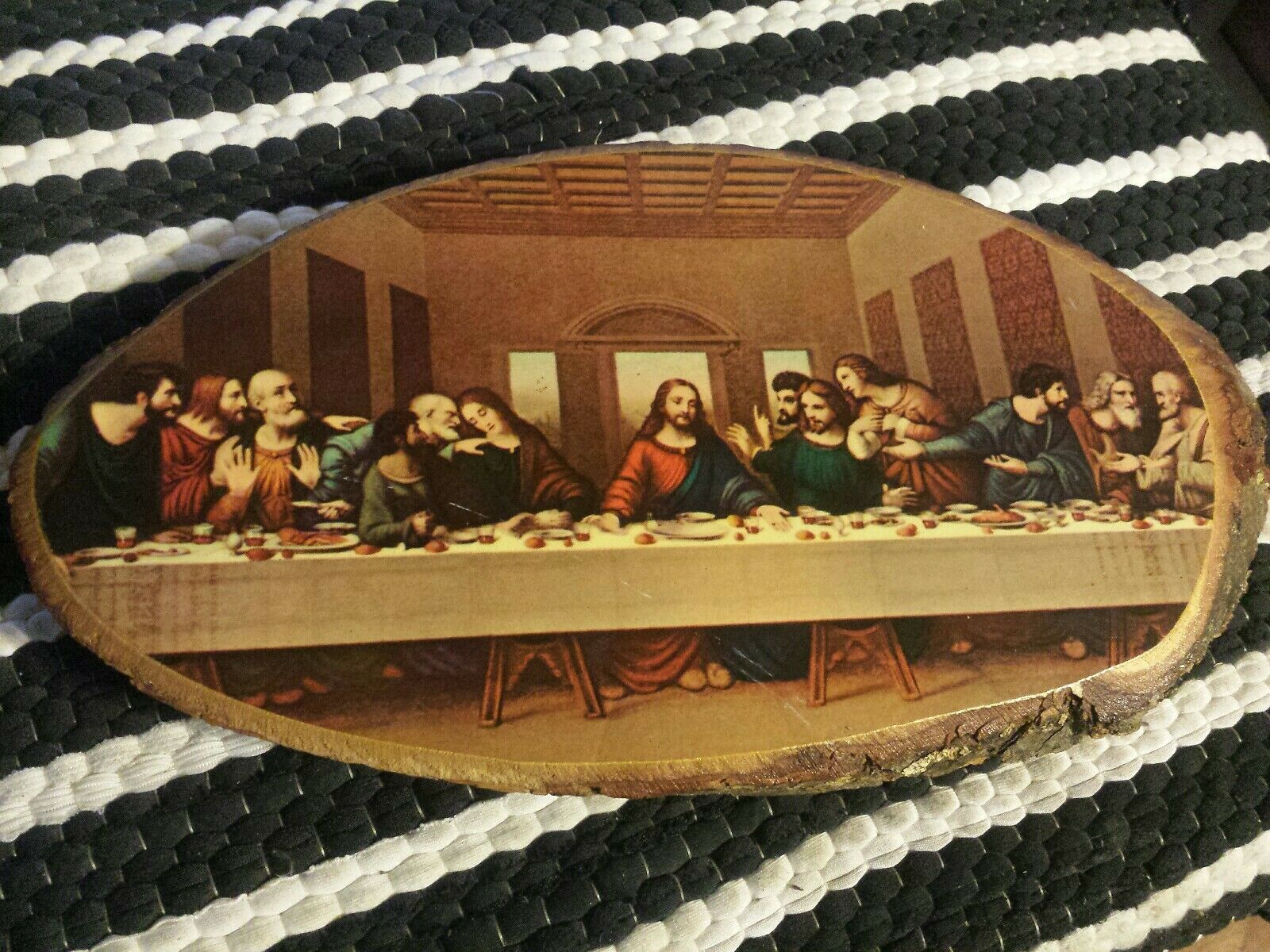 Vintage The Last Supper On Carved Wooden Plaque Wall Hanging Art ...