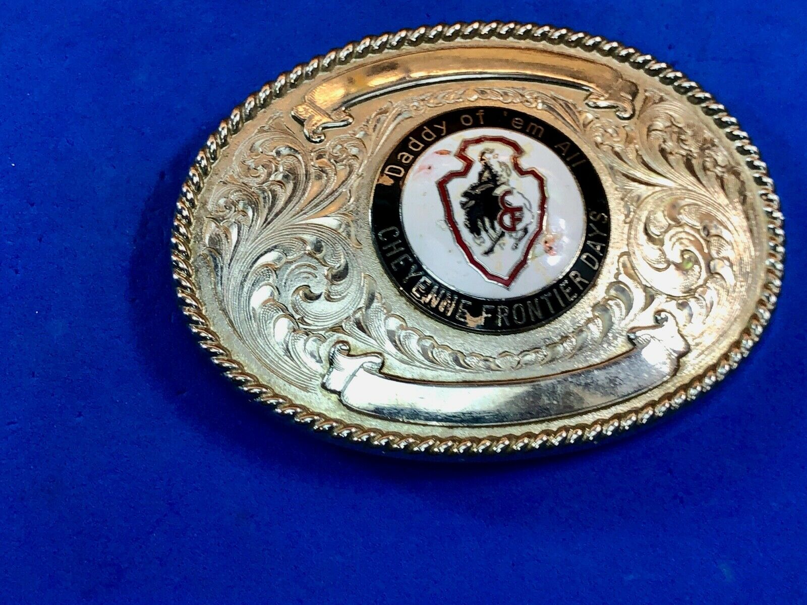 Cfd Rodeo Buckles Cheyenne Frontier Day ' S - Daddy Of Em All Centerpiece Belt Buckle By ...