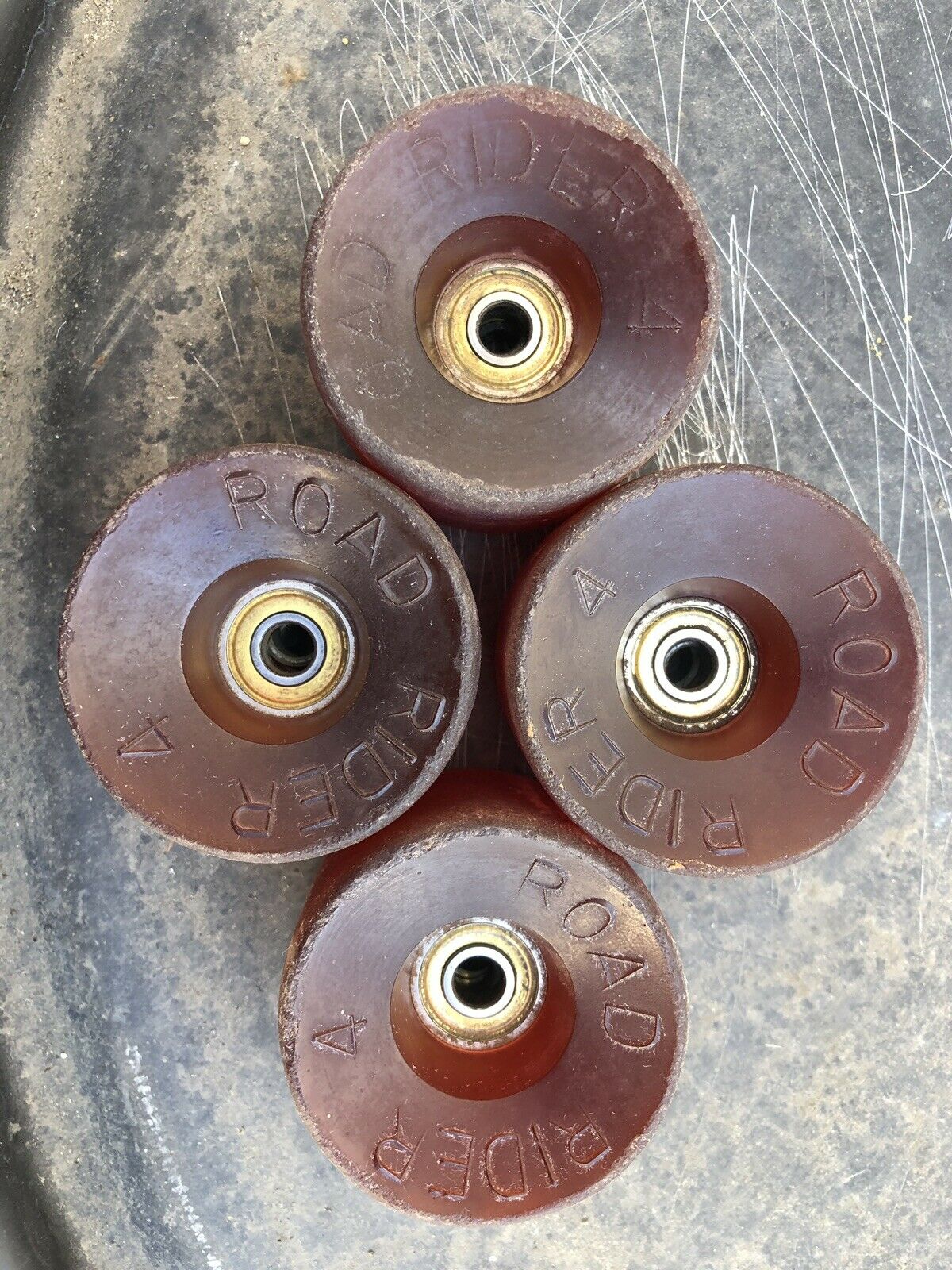 Road Rider 4 Skateboard Wheels W/ Sims “Gold” Racing 2 Bearings 1978 ...