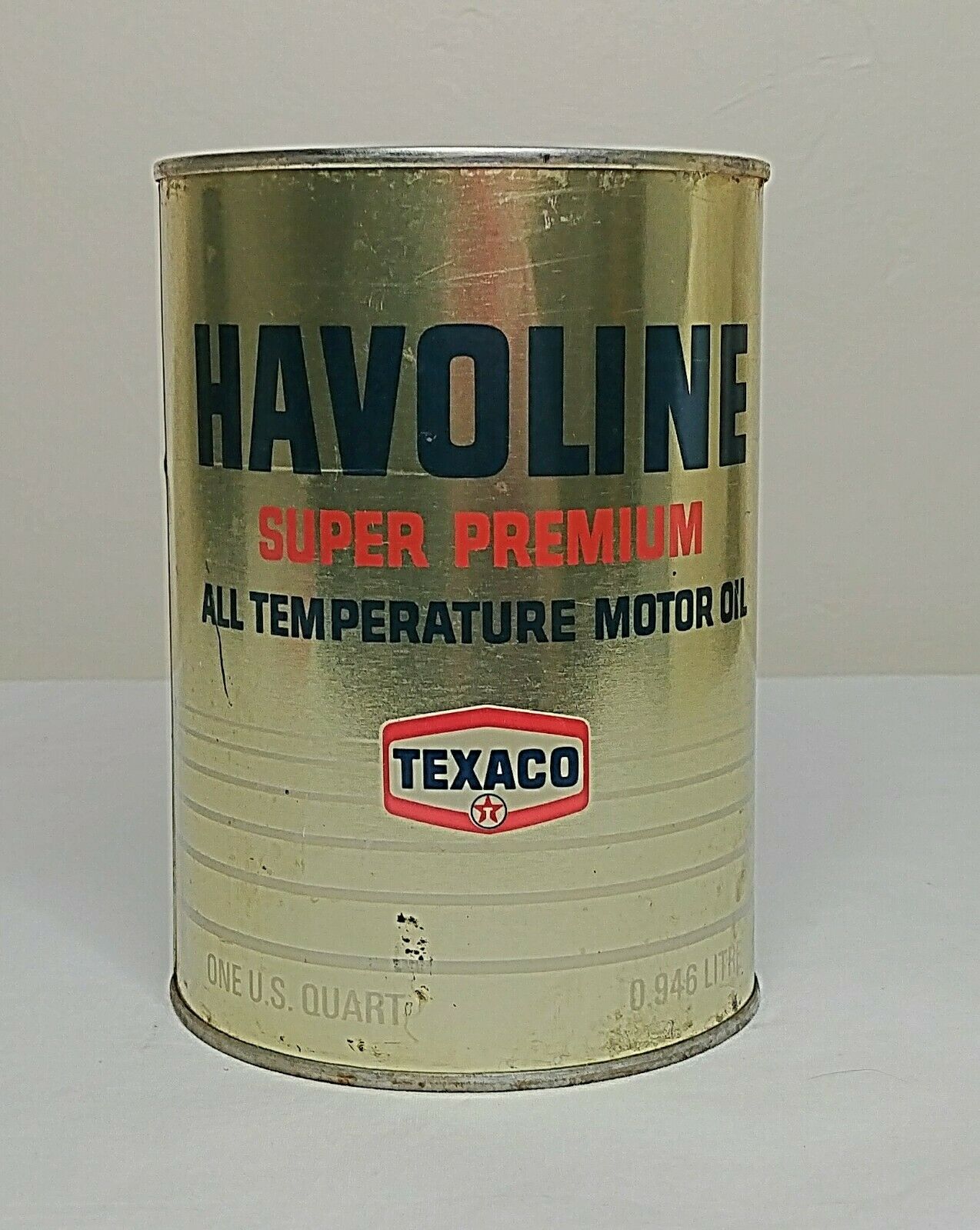 Vintage TEXACO HAVOLINE Premium Motor Oil Quart Can Gas FULL | #16462562