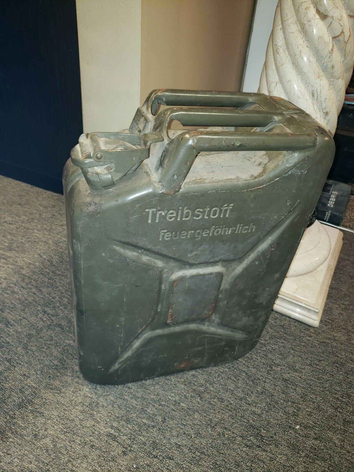 Antique Treibstoff Feuergefahrlich 1940 ' s German metal WWII Vintage 20L Gas can