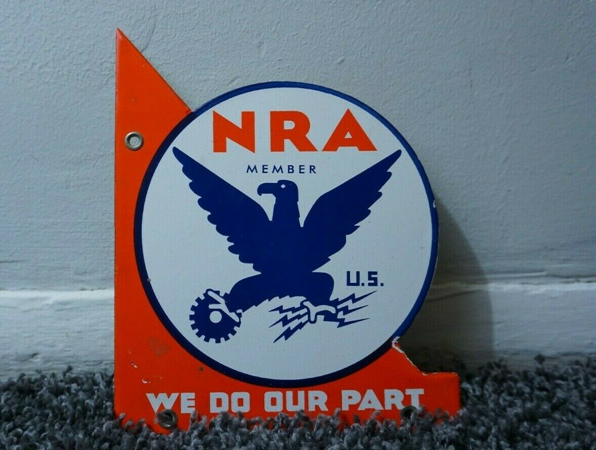 Nra Retail Code Sign VINTAGE NRA PORCELAIN SIGN GASOLINE STATION PUMP PLATE GAS HUNTING ...