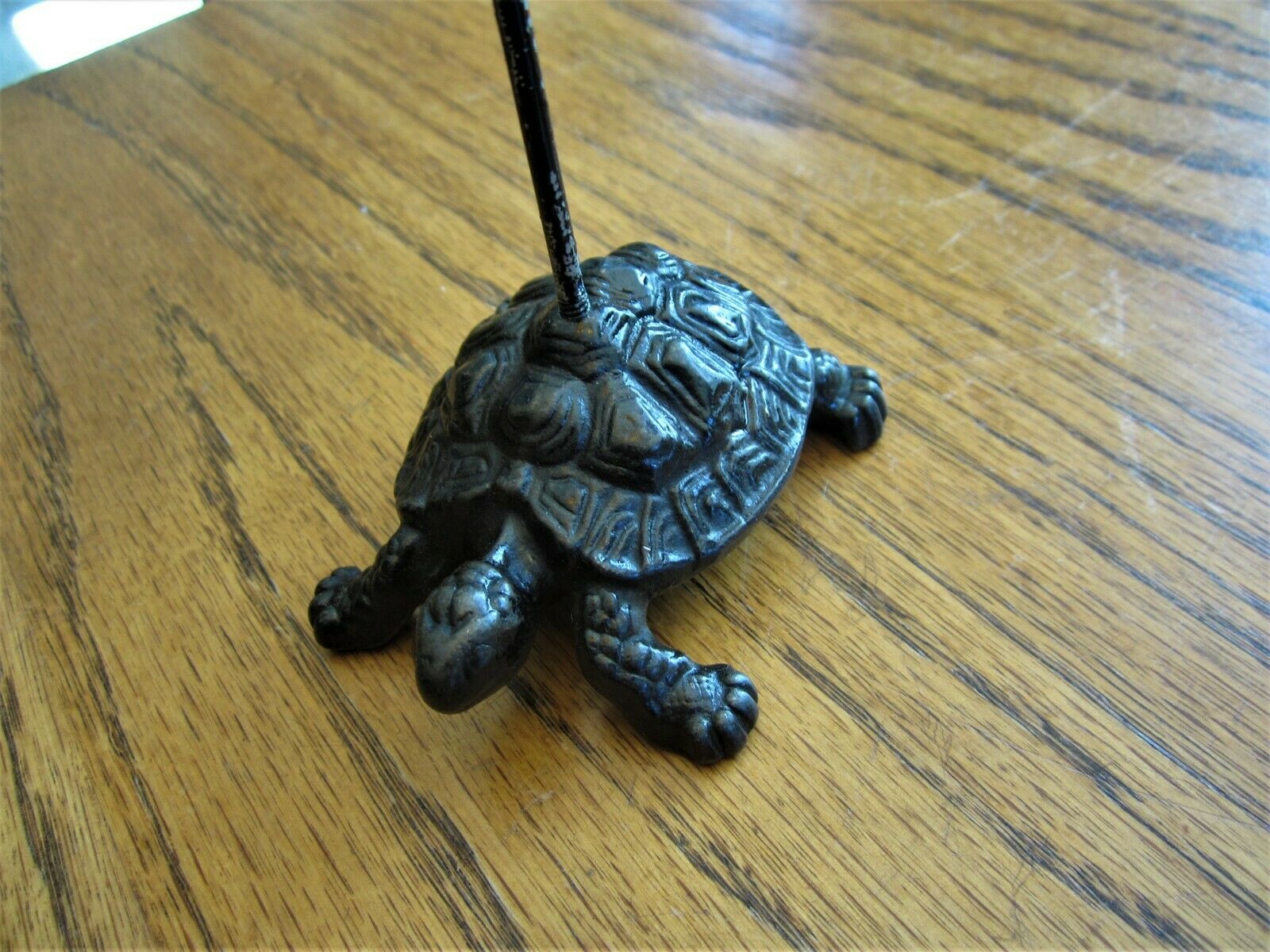 TURTLE Antique Cast Iron Receipt Holder Victorian Bill Spike Invoice ...