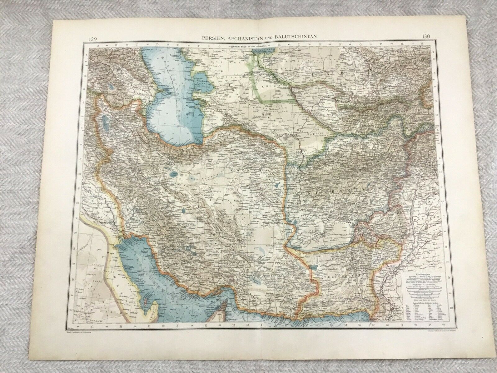 1899 Antique Map Of Persia Afghanistan Middle East 19th Century GERMAN ...