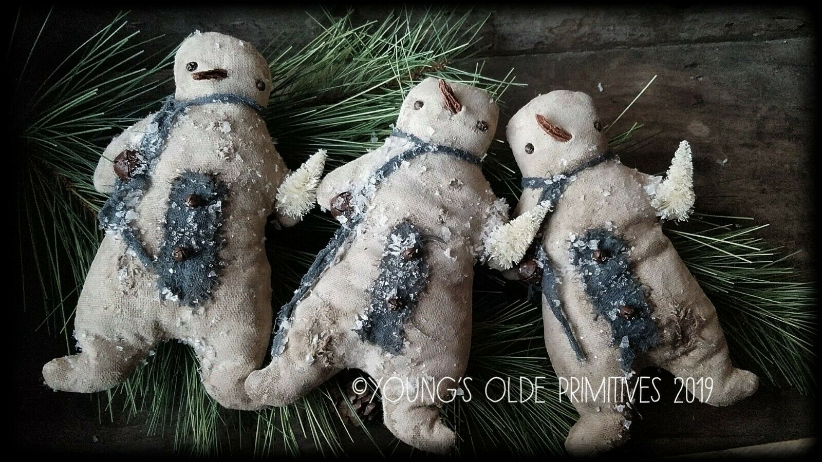 Primitive Rag Stuffed Snowman Bowl Fillers Tucks Christmas Winter Doll ...
