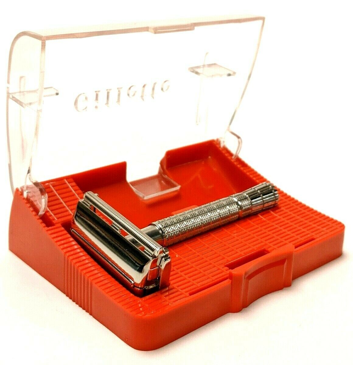 Gillete Razor Red Vtg 1954 Gillette TTO DE Speed SAFETY RAZOR Flare Tip Red Clear Case ...