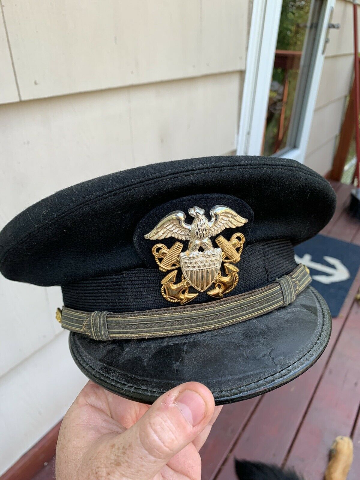 WWII WW2 Navy Uniform Officer Visor Cap Vanguard Sterling And 10k Hat ...