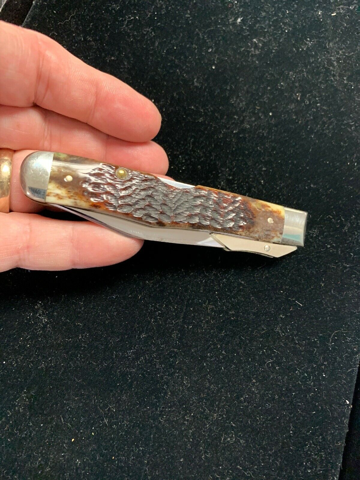 Vintage Case XX USA 6111 1/2L Bone Cheetah Swing Guard Folding Knife ...