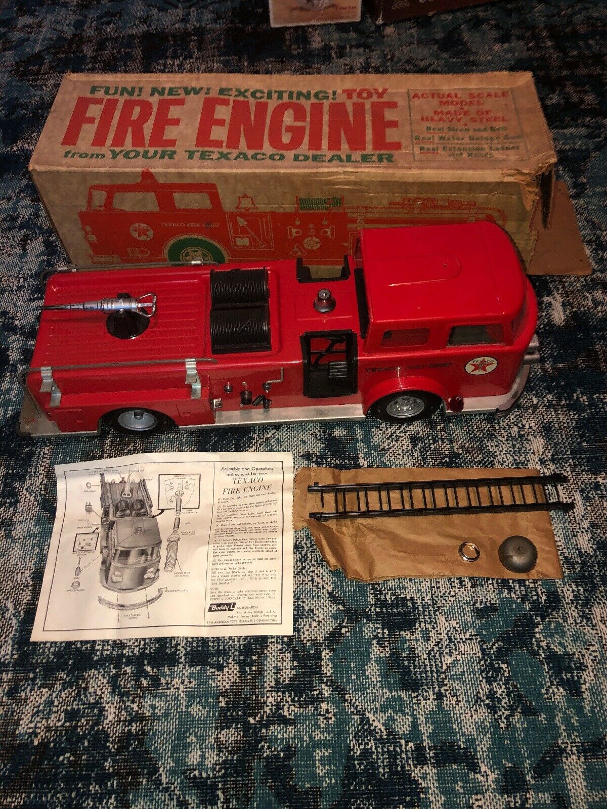 Fire Engine Box Model Vintage 1960’s Texaco Fire Engine Scale Model Heavy Steel Truck | #14509567