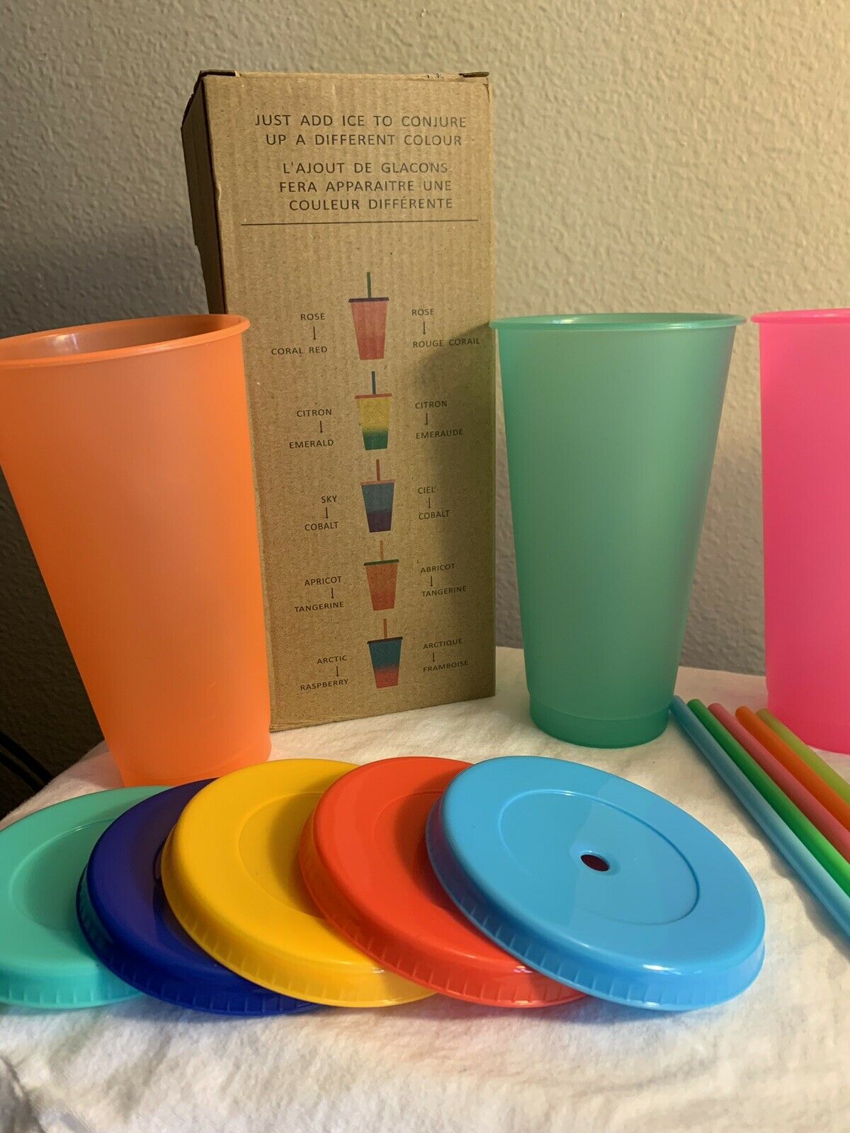 24oz Color Changing 5 Piece Set With Straws And Lids Reusable | #14412032