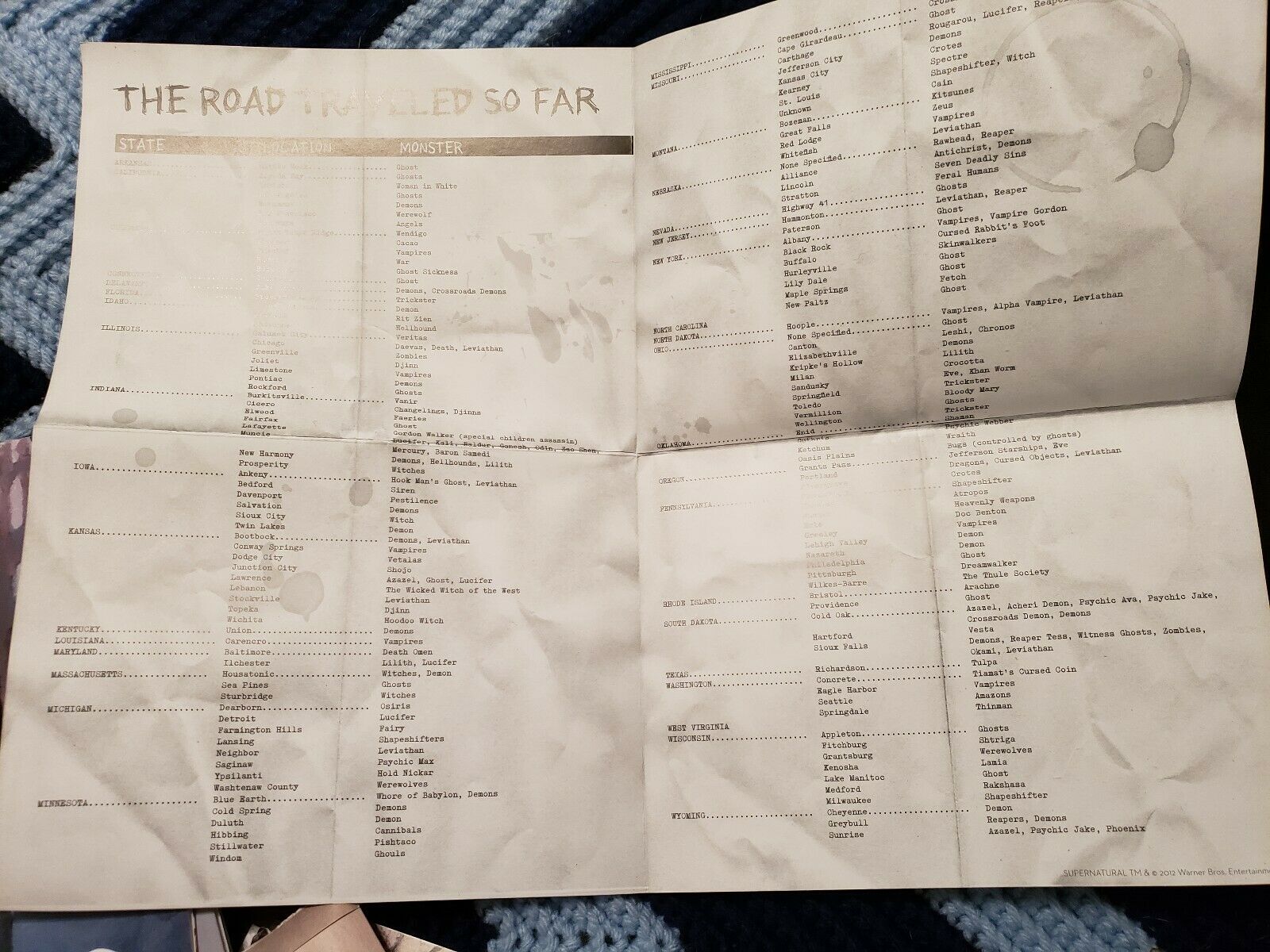 Supernatural TV Show Poster The Road So Far Showing Every State And ...