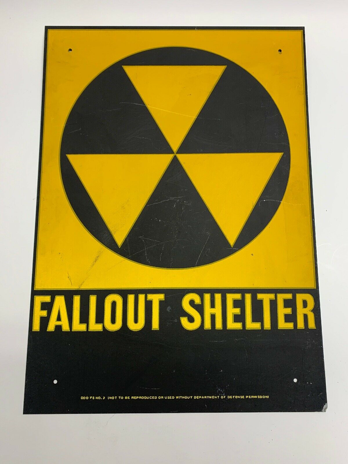 14x10 Reflective Metal Nuclear Fallout Shelter Sign US Army DOD FS2 Org