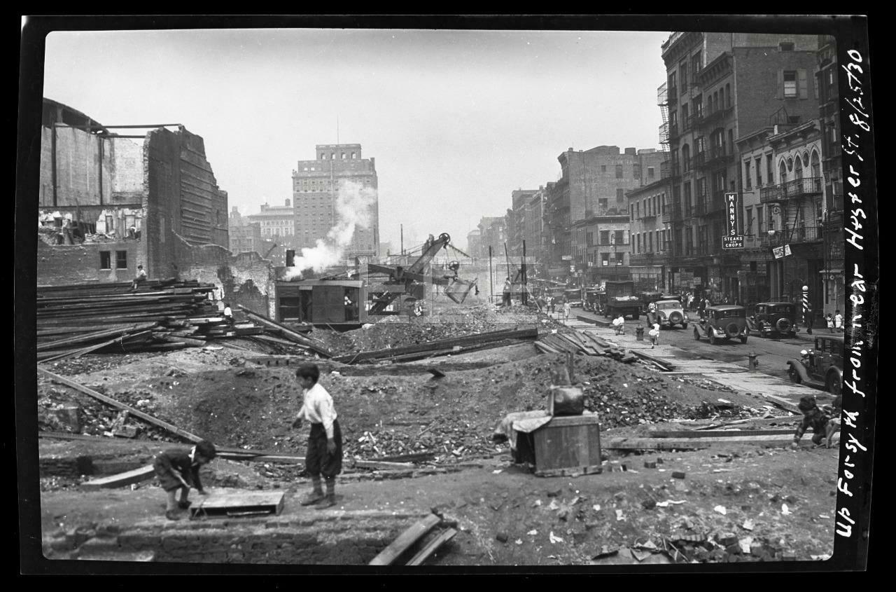 1930 Forsythe & Hester St Construction Manhattan NYC Old Photo Negative 325B