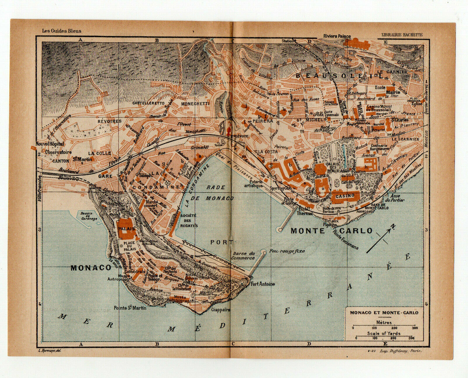 Map Of Monaco Monte Carlo Côte D ' Azur Southern France 1926 | #14261582