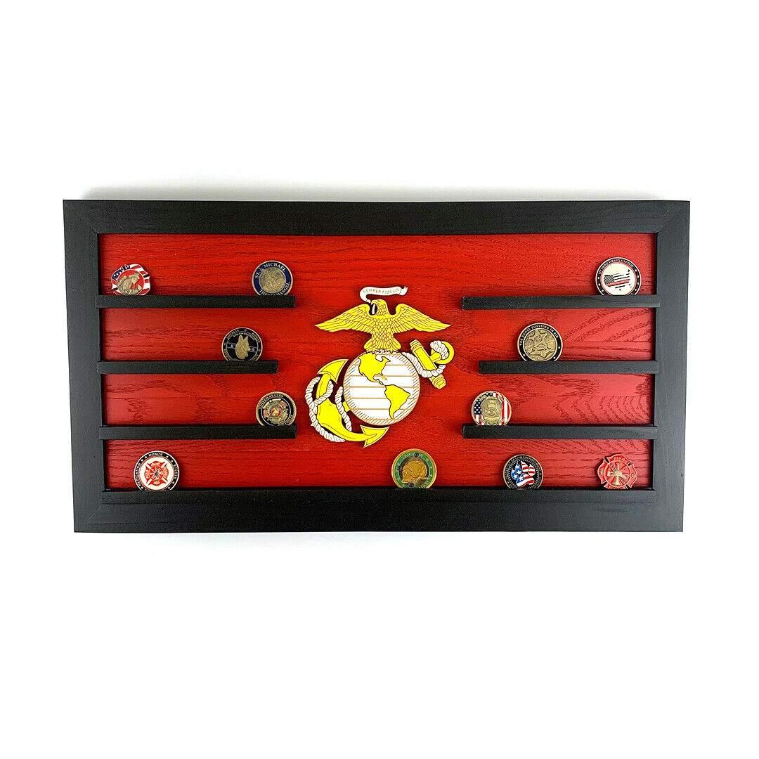 Coin Rack Usace Framed 3D Wood Military Challenge Coin Display Rack Marine Corps USMC ...