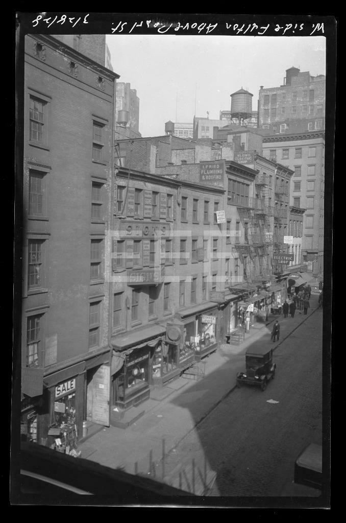 1928 Fulton & Pearl St Manhattan NYC York City Old Photo Negative 666B