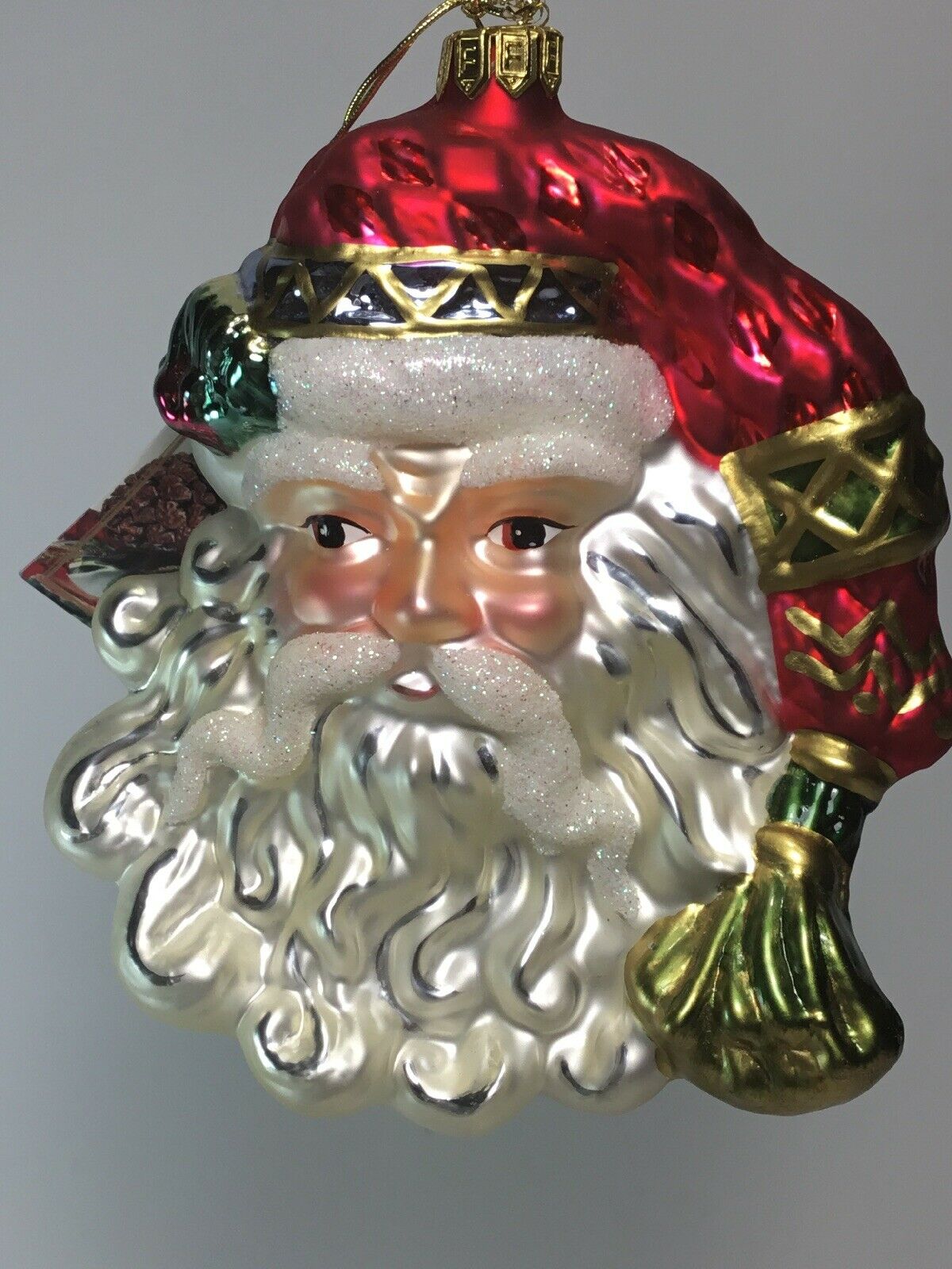FITZ And FLOYD Santa Head Hand Blown & Painted Glass Christmas Tree ...
