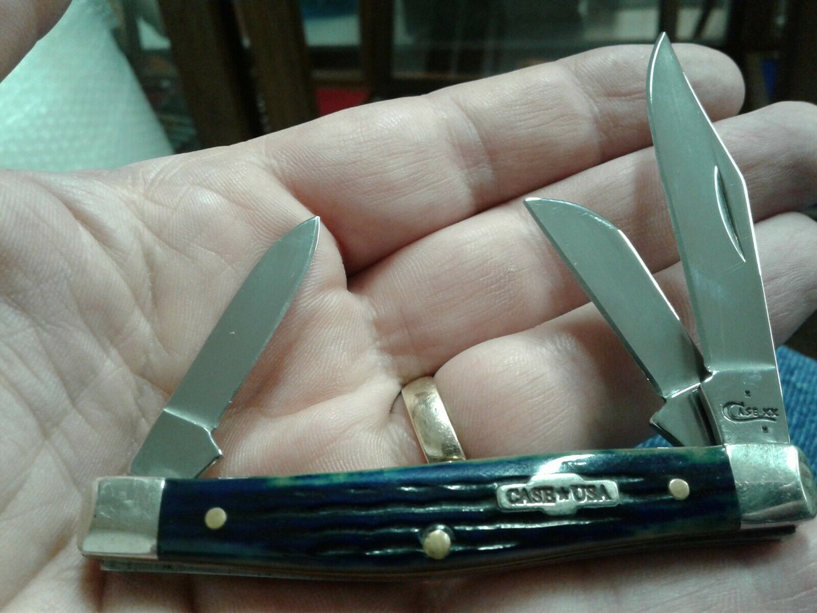 CASE XX 6344 SS BLUE STOCKMAN POCKET KNIFE UNSHARPENED | #17042374